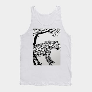 Leopard Shadow Silhouette Anime Style Collection No. 183 Tank Top